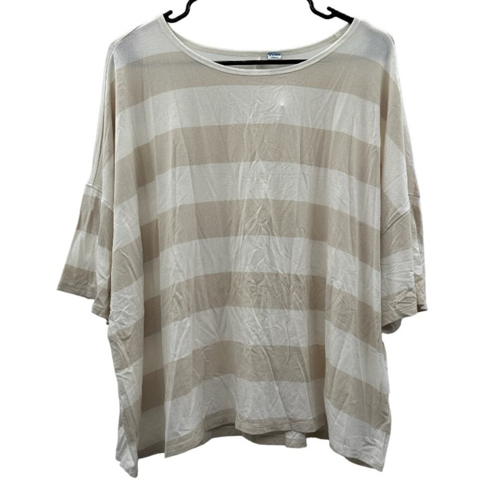 Old Navy Cream & White Striped Half Sleeve‎ Shirt Size XL